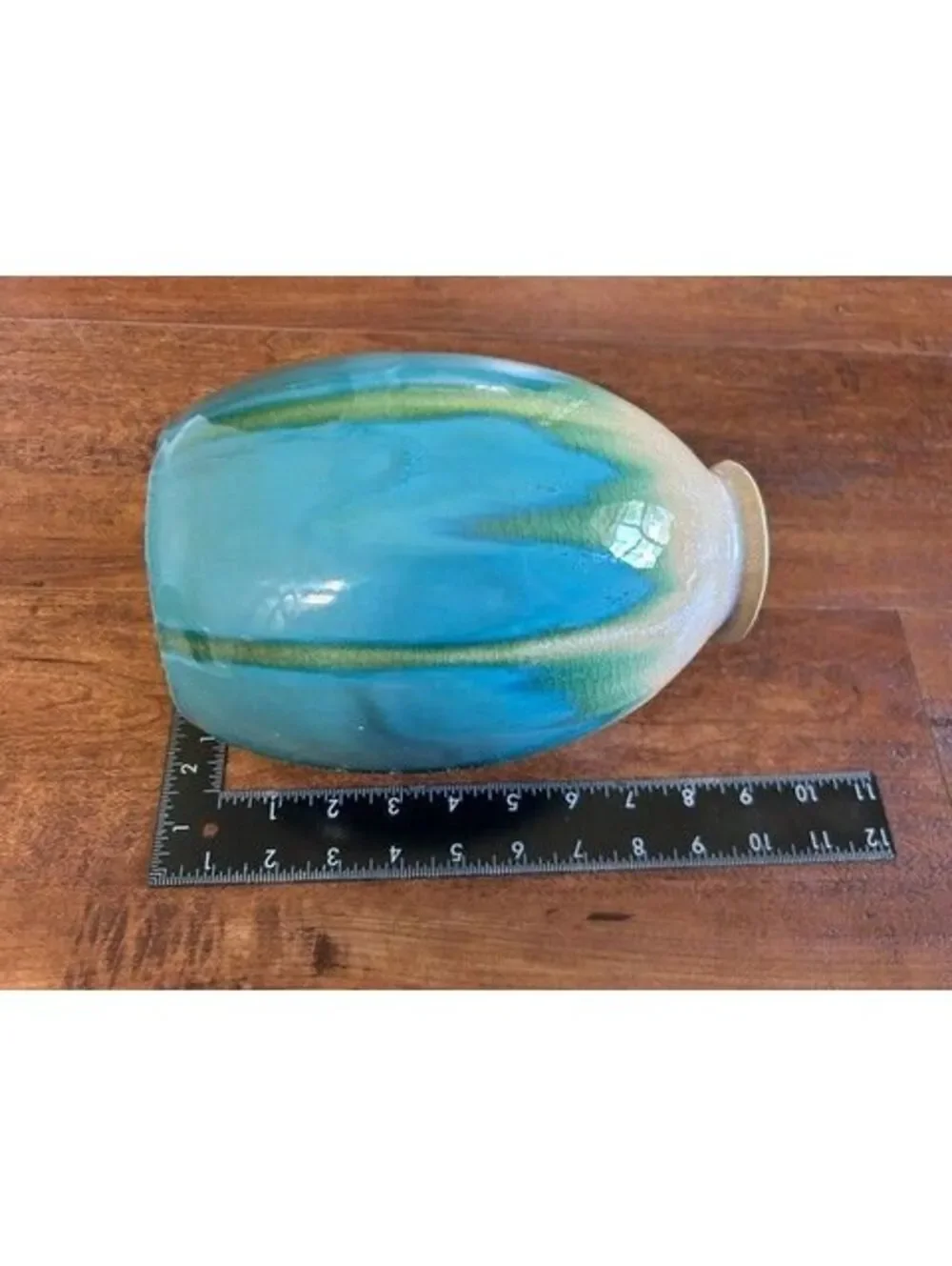 Handcrafted Ceramic Vase with Blue and Beige Glaze